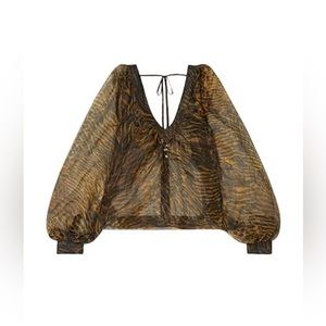 Ganni tiger organza blouse